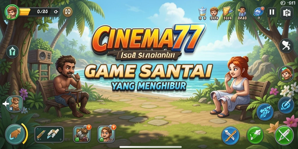 Screenshot utama CINEMA77 menampilkan gameplay santai yang menyenangkan.