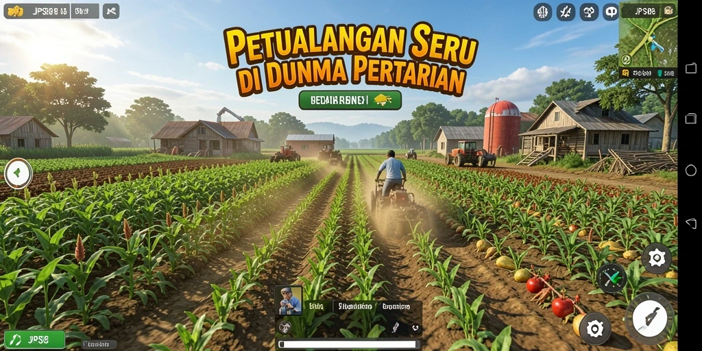 Gameplay JPS88 menampilkan petualangan seru di lahan pertanian.