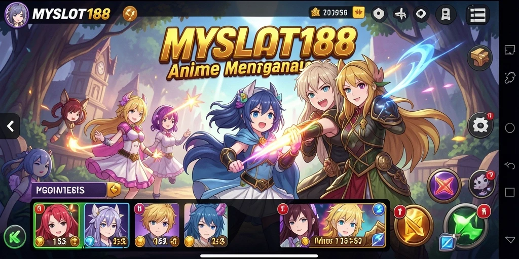 Tampilan gameplay MYSLOT188 dengan karakter anime yang memukau.